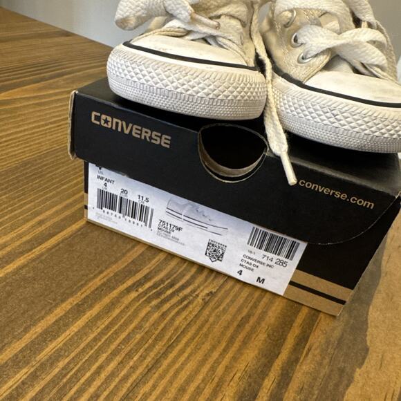 Converse All Star Beige Khaki White Black Infant Size 4 - Picture 2 of 5